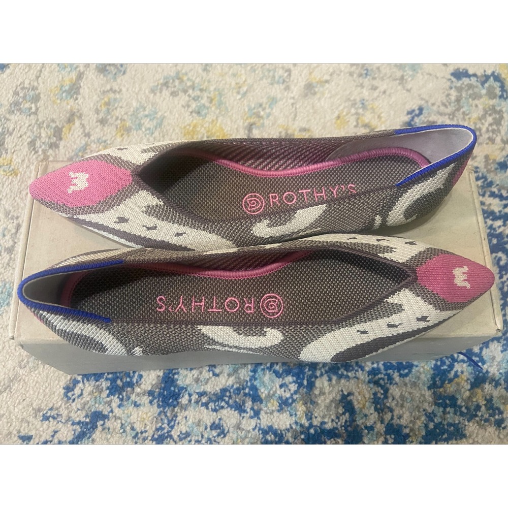 NIB Rothy's The Point Moroccan Rose Pink Geometric Flats Size 8 Retired